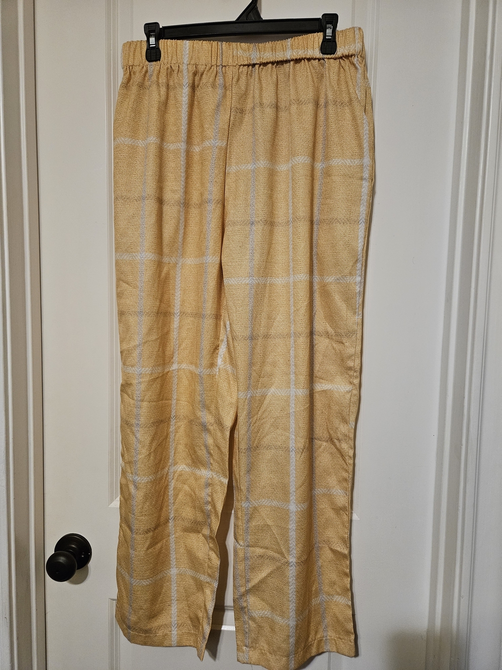 Women’s Wide Leg Plaid Pants - Yellow